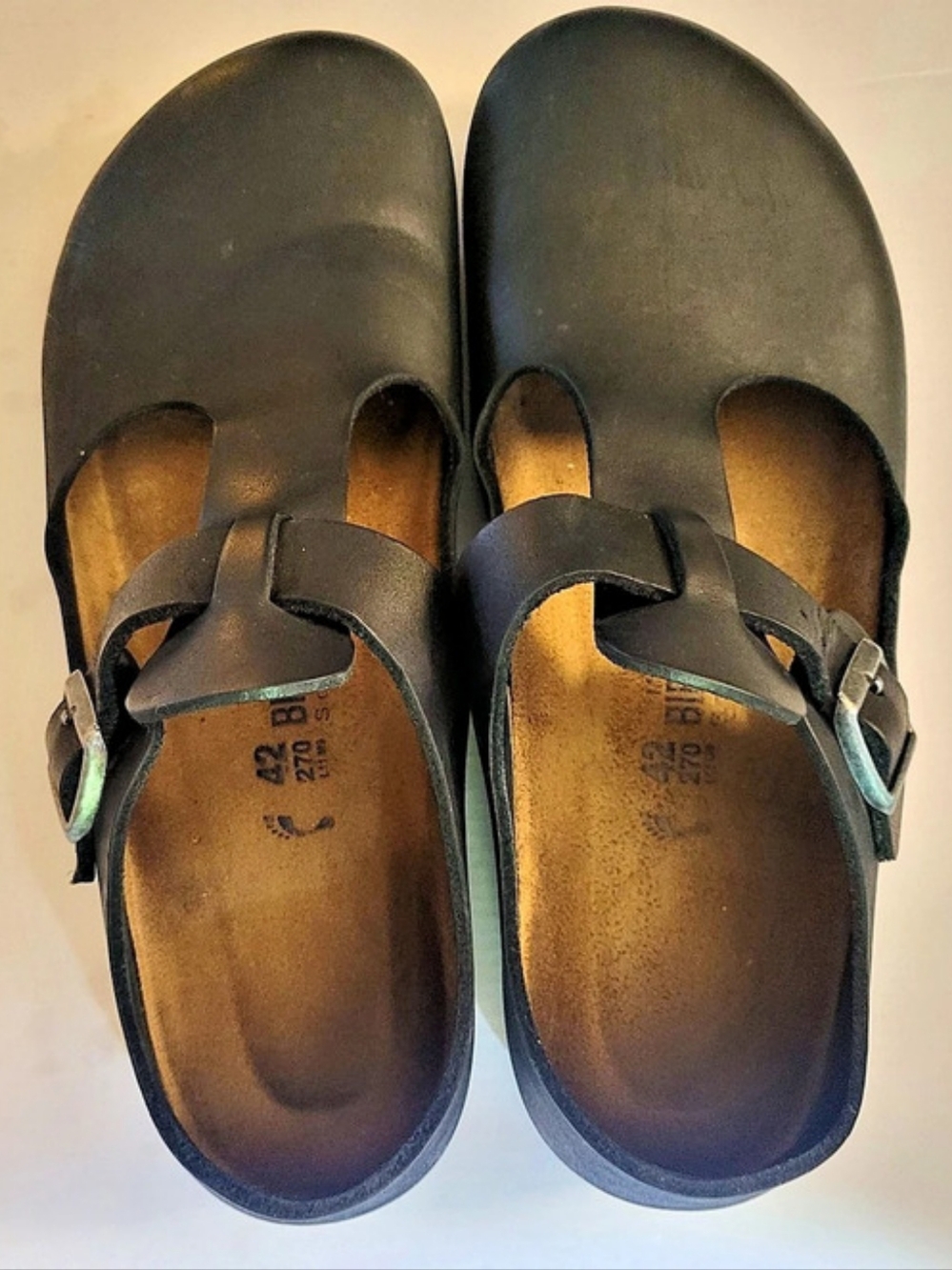 Rare Vintage Birkenstock Paris Black Leather Mary Jane Clogs 42 L11 M9Reg/Narrow